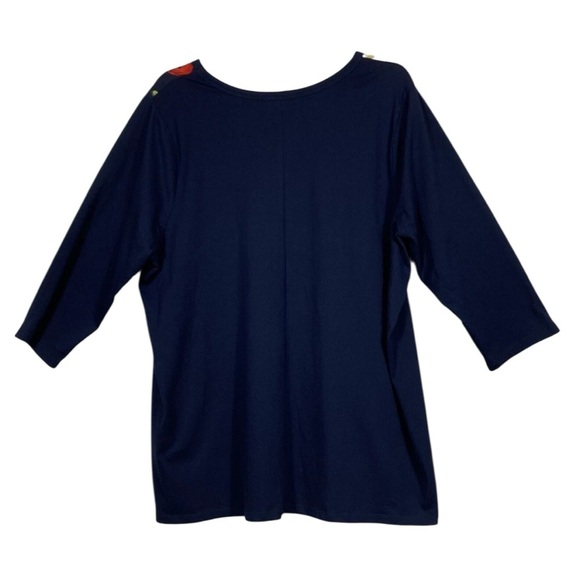 Lane Bryant Women Black with Multi Peony Florals 3/4 Sleeve Top Size 26/28 - Picture 6 of 10